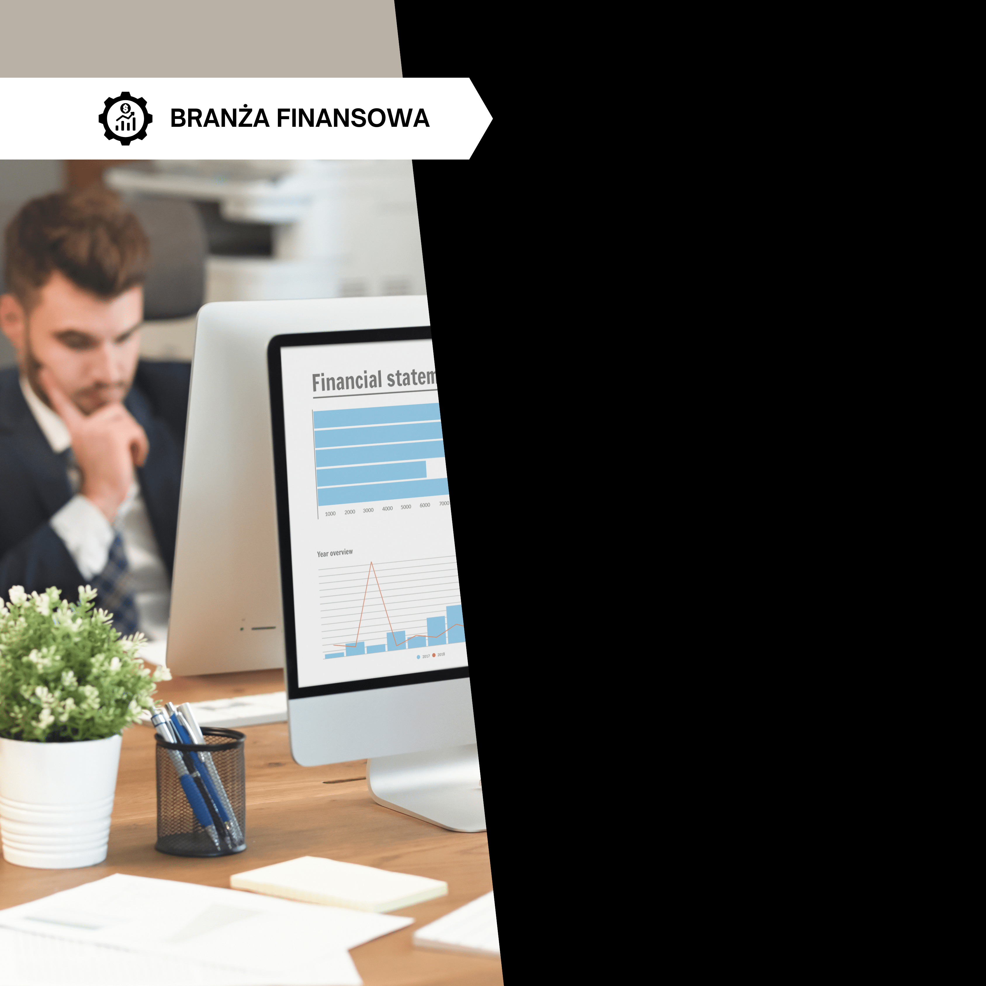 Branża finansowa, mężczyzna siedzący przy komputerze